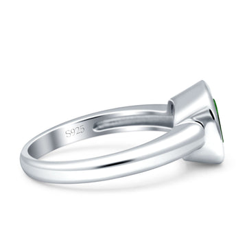 Bezel Set 7mmX7mm Cushion Engagement Ring Simulated Green Emerald 925 Sterling Silver Wholesale